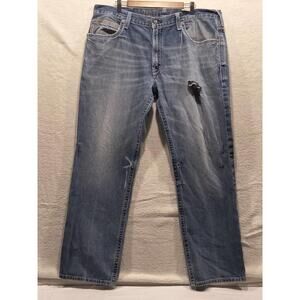 Ariat M4 Low Rise Boot Jeans Mens 40x32 Blue Distressed Denim Boot Cut Western